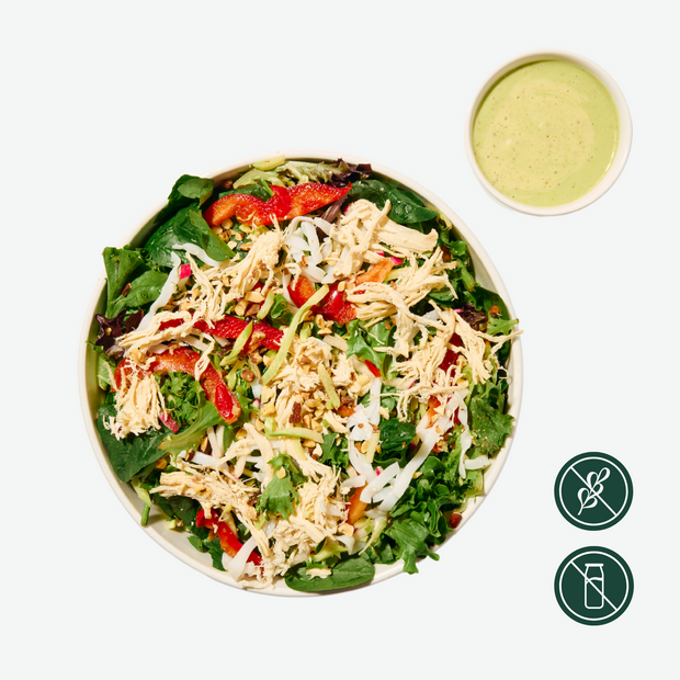 Green Curry Noodle Bowl with Roasted Chicken