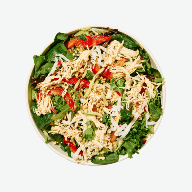 Green Curry Rice Noodle Bowl with Shredded Chicken