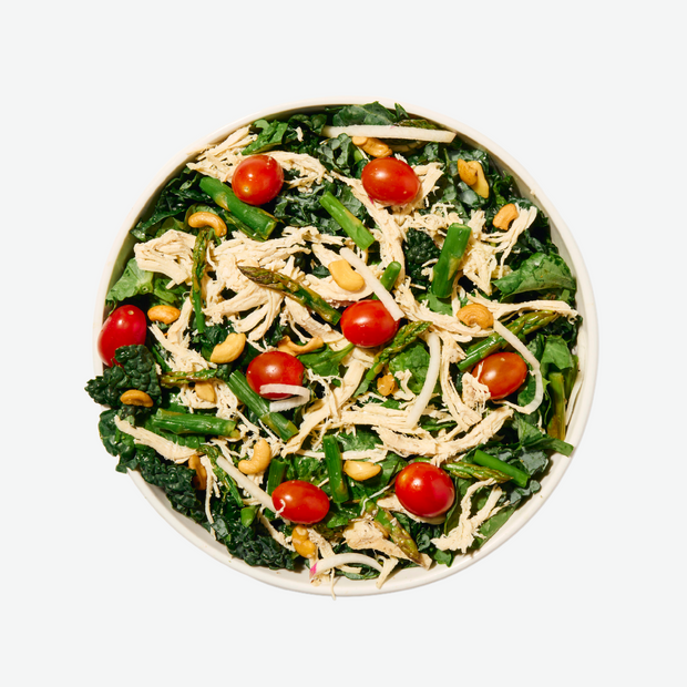 Shredded Chicken Salad Bowl with Roasted Shallot Tarragon Dressing